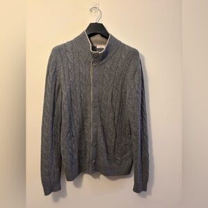 100% Cashmere Hellmann Gray Cable Knit men’s Sweater Like New
